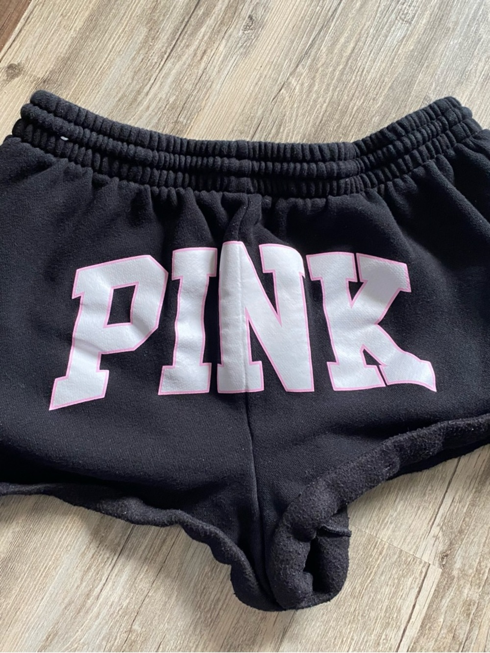 PINK Victoria's Secret Black Shorts with White/Pink Logo